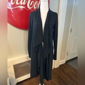 Hard Tail 90s vintage open front sweatshirt cardigan duster, black, oversize M